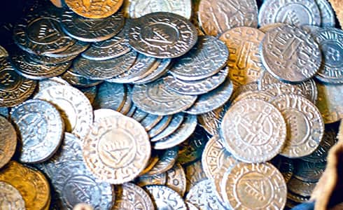 The image shows viking silver coins.