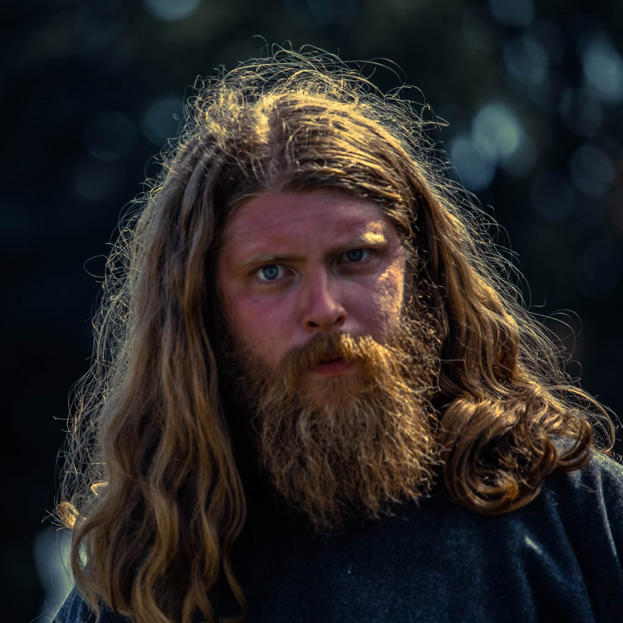 This image shows a viking with long hair and beard, staring intensely at you, so contact us!