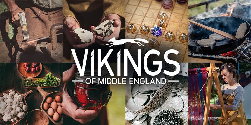 a collage of Vikings of Middle England activities